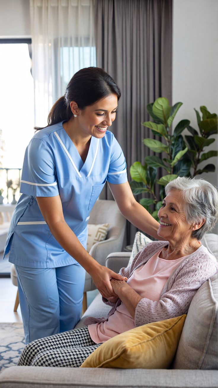 Professional caregiver providing home care